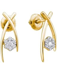 0.24CTW ROUND DIAMOND LADIES FASHION FLOWER EARRINGS