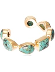 Isharya African Turquoise Gem Stones Single Line Cuff Bracelet