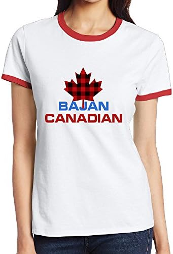 Bajan Canadian Flag Girls Contrast Color Ringer T-shirts