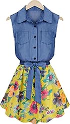 Cocktail Above the Knee Chiffon/Cotton/Denim Sleeveless Floral Print Evening Dress/Party Dress/Mini Dress 