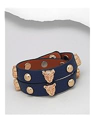 Blue Tiger Leather Bracelet In White Base