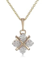 14k Yellow Gold .40ct Diamond Hugs and Kisses Pendant Necklace