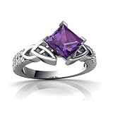 14K White Gold Square Genuine Amethyst Engagement Ring