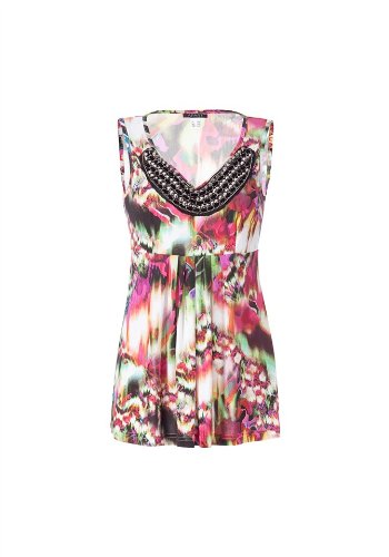 APART Damen  Top bedruckt mit Zierperlen, Gr. 42, Silber (cyclam-creme) Preisvergleich