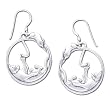 Solid Sterling Silver Playing Cat Celtic Earrings