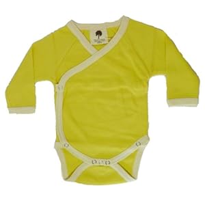 【クリックで詳細表示】オーガニックコットン キモノボディスーツ長袖【イエロー】