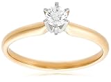 : 14k Yellow Gold Round Solitaire Diamond Engagement Ring (1/4 ct, H-I Color, SI2-I1 Clarity), Size 7