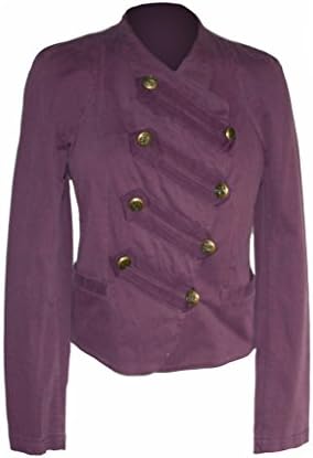 London Jean Women's Asymmetric Button Band Military Jacket Plum Purple (10)