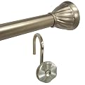 Shower Curtain Rippled Rod and Hook Set - Satin Nickel