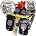 Lee Hiller Designs Floral Print - Irises Purple and Blue on Cream - Coffee Gift Baskets - Coffee Gift Basket