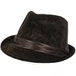 VELVETY FEDORA STINGY GANGSTER BRIM SATIN HAT * BROWN - Large / Extra Large