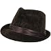 VELVETY FEDORA STINGY GANGSTER BRIM SATIN HAT * BROWN - Large / Extra Large