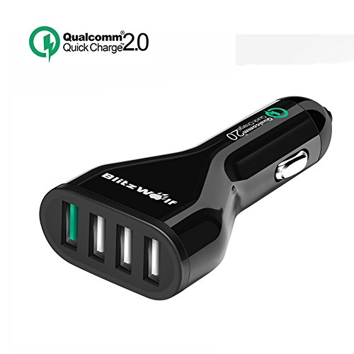 Quick Charge 2.0 Car Charger, BlitzWolf 54W Qualcomm Certified QC2.0 USB + 2.4A Power3S Port Car Charger for Samsung Galaxy S6 Edge+, Note 4 5 Edge, Nexus 6, Xperia Z3, Adroid Phone and iPhones