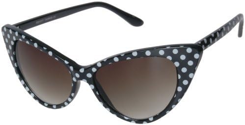 Retro Cateyes Vintage Style Polka Dot Cat Eye Sunglasses (Black)