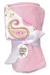 Trend Lab Receiving Blanket in Paisley Park Print Front/Pink Velour Back