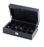 Black leather cufflinks or rings etc storage box from the Wolf Designs Vicci collection