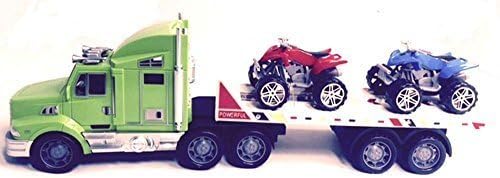 Friction Powered Semi ATV Carrier (GREEN) Hauler w/ 2 Detachable ATV (Color May Varies)