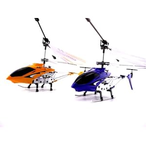 GIFT SET OF 2 Genuine Syma 3 Channel S107G Mini Indoor Co-axial Metal Body Frame & Built-in Gyroscope Rc Remote Controlled Helicopter (1) Yellow and (1) Blue