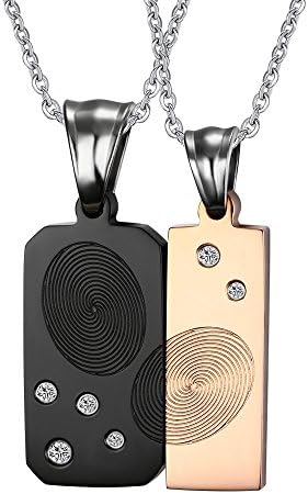 Titanium Steel Couple Necklace Fingerprint Puzzle Pendant Lovers Jewelry Valentine's day gifts A birthday present