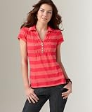DKNY Jeans Top, Smocked Shadow Stripe Polo