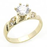 14K Engagement Ring 1ctw CZ Cubic Zirconia Solitaire Yellow Gold Ring