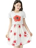 【TPGROWIN】 マタニティ ウェア ワンピース 授乳口付き 授乳服 コットン プリント カジュアル 森ガール 出産 外出着 妊婦服 授乳 楽ちん (M, レッド)