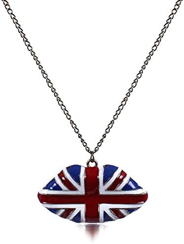 ATHING_Jewelry Vintage Retro Style Long Lips Sweater Chain Ancient Bronze Amarican Flag Pendant 's Jewelry