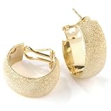18K White, Rose or Yellow Gold Bold Laser Oval Hoop Earrings