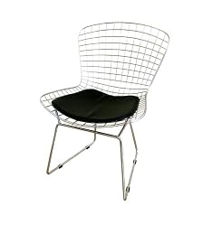 Baxton Studio Tancredo Mesh Side Chair with Leatherette Seat Pad