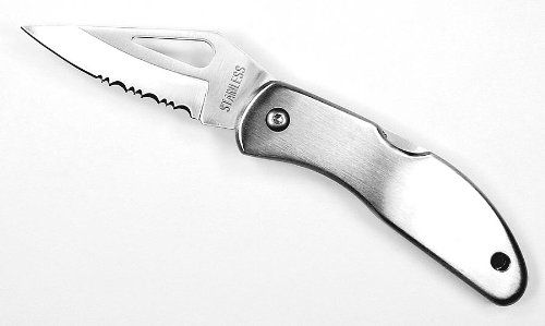 RUKO 2-1/2-Inch Blade Utility Folding Knife with Serrated Edge Stainless Steel Handle