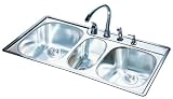 FrankeUSA OTSK954-18BX Triple Bowl Stainless Steel Sink, Four Faucet Holes