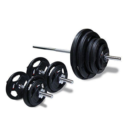 Body Power 71Kg 5Ft Standard Rubber Encased Tri-Grip SPINLOCK Set