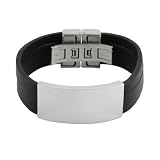 Mens Black Band Wide Id Bracelet