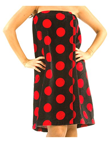 Women's Cotton Bath Wraps, Polka Dot Terry Cloth Towels for Ladies