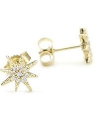 Mizuki Petite Gold and Diamond Star Earrings