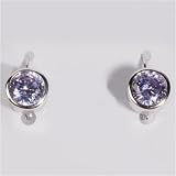 Sterling Silver Earrings with Lavender CZ - Size: 16mm