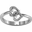 14K White Gold Diamond Heart Promise Ring - 0.03 Ct.