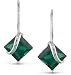 10K White Gold 3 Carat Created Emerald Earrings