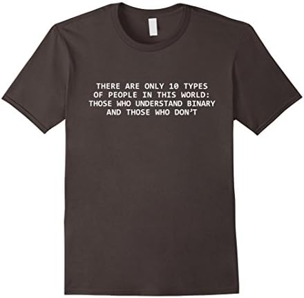Men's Binary Computing Fan T-Shirt Design "Ten Types of People" Large Asphalt