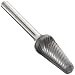 Bassett Cone Solid Carbide Bur, Uncoated (Bright) Finish, Single Cut, Plain End