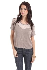 Staring at Stars Sheer Knitted Front Laced Back Blouse in Brown