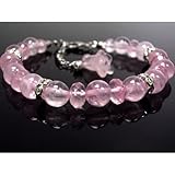 パワーストーン*天然石・ローズクォーツのキラキラロンデルブレスレット(フラワーローズクォーツ)