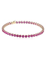 14k Gold Round Created Ruby Tennis Bracelet