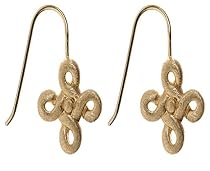 18k Gold Overlay Sterling Silver Burnished Twisted Knot Cross Drop Earrings