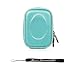 EVA Light Blue Durable Slim Protective Storage Cover Cube Carrying Case with Internal Mesh Pocket with Carabiner clip for Canon Power-Shot A490 A495 A800 A1200 A2200 A3000 IS A3100 IS A3300 IS D10 ELPH 100 HS ELPH 300 HS ELPH 310 HS Point and Shoot Digital Camera + Includes eBigValue Determination Hand Strap Key Chain