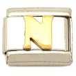 "N" Italian Charm Gold Plated 9mm
