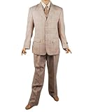 Eli Beige Plaid 3-Piece Suit with Shirt & Tie (Sizes 8 - 20)