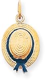 Bonnet Hat Enamel Charm, 14K Yellow Gold