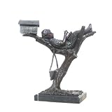 Boy Writing on Tree Bronze Statue on Marble Base