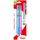 Pentel Clic Retractable Eraser with Grip, Assorted Barrels, 2 Pack (ZE21TBP2M)